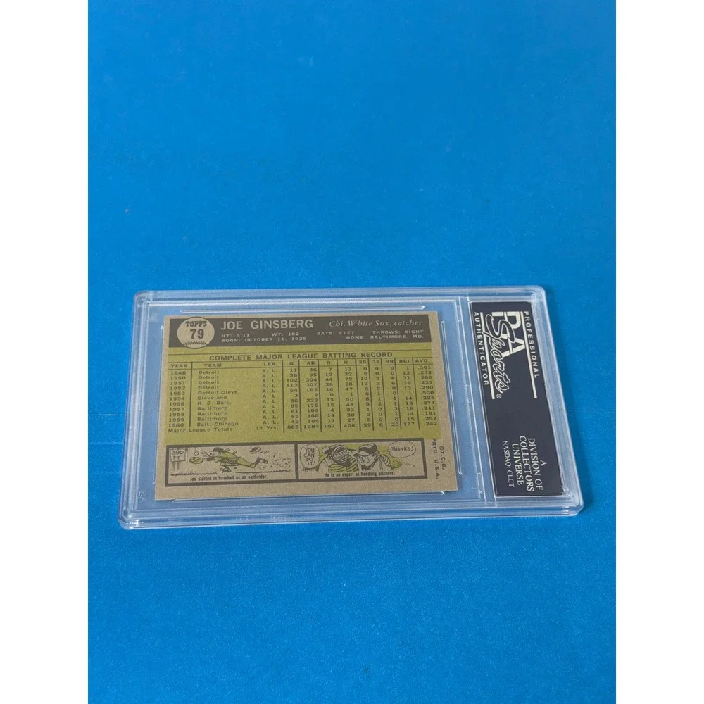 1961 Topps Joe Ginsberg #79 Chicago White Sox Catcher PSA 8 NM-MT Baseball Card